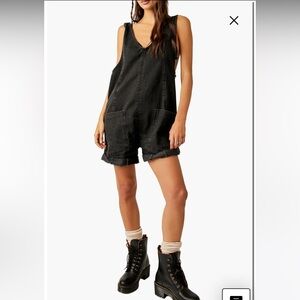 We The Free High Roller Short Denim Overalls